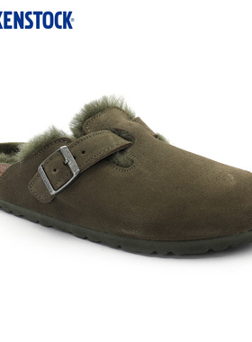 BIRKENSTOCK勃肯德国进口女款绒面革Boston Shearling毛毛拖鞋