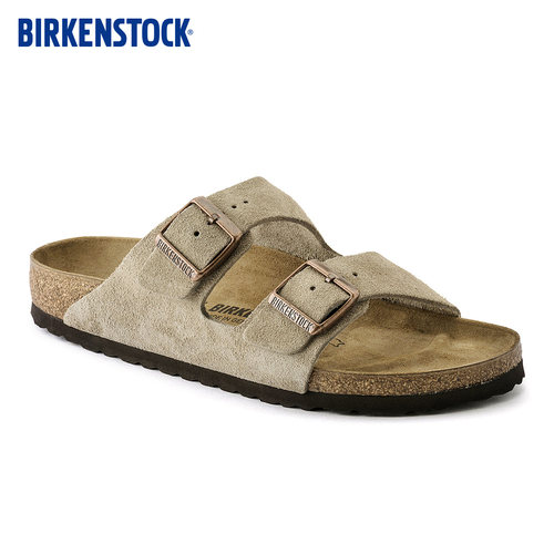 BIRKENSTOCK勃肯绒面革双扣拖鞋