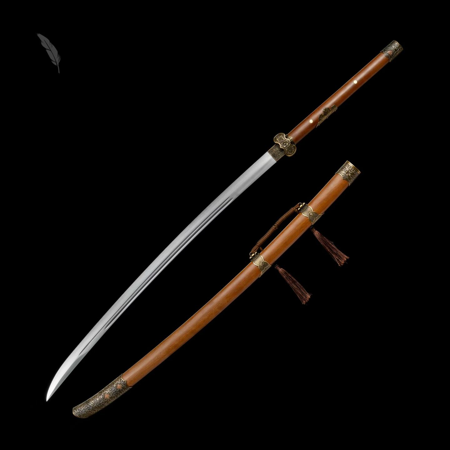 龙泉刀剑唐横刀高锰钢手工一体锻造长款直刀户外收藏冷兵器未开刃