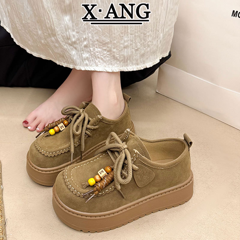 牛皮全包博肯鞋女款袋鼠鞋2026秋季新款厚底乐福鞋子女一脚蹬单鞋图片