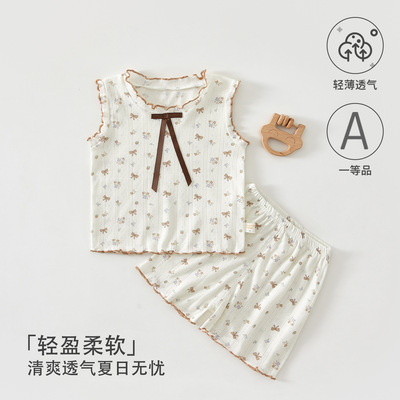 婴儿衣服a类夏季短袖短裤女宝宝分体童套装周岁宝宝衣服安阳童装