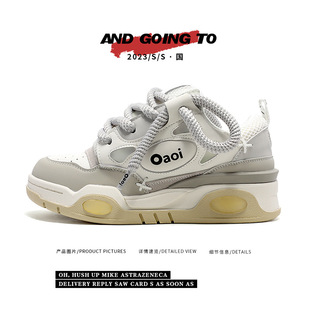 明星同款厚底国潮牌面包鞋男女情侣款休闲运动老爹鞋百搭板鞋