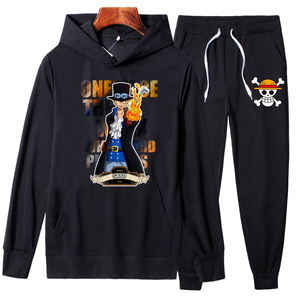 YD66 P70动漫海贼王路飞衣服中大童男孩连帽卫衣春秋季小脚裤套装图片