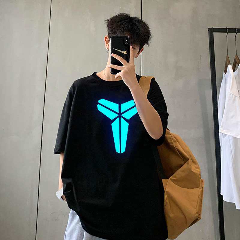 641 P15 夏季青少年短袖t恤宽松反光夜光潮牌男港风半袖ins上衣服图片