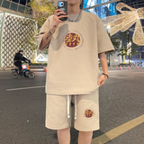 ZT113*P48中式休闲运动套装男生夏季潮牌痞帅短袖T恤五分裤两件套，男装T恤，星座414A（原B215）