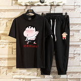 蜡笔小新联名休闲两件套装潮牌INS衣服2021夏季新款短袖T恤男P40，男装T恤，星座414A（原B215）