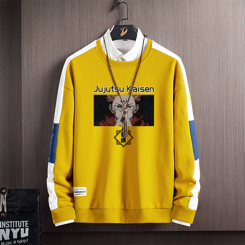 Y107*咒术回战日系动漫印花套头薄款卫衣春秋季宽松情侣装外套图片