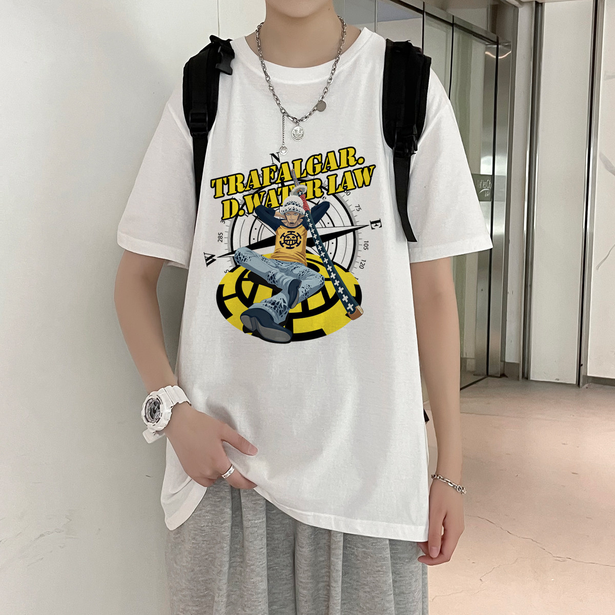 夏季2021潮牌T恤男女宽松日系短袖百搭男韩版半袖港风体恤潮流P25,男装T恤,星座414A（原B215）