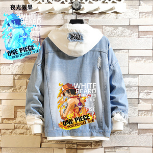 J04 P60 春秋牛仔外套男宽松夹克初中高中海贼王衣服大童褂子图片