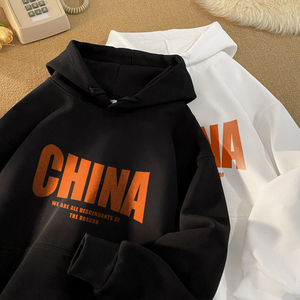 LT24*P45美式重磅潮牌刺绣连帽卫衣男宽松春秋季高街休闲百搭上衣图片