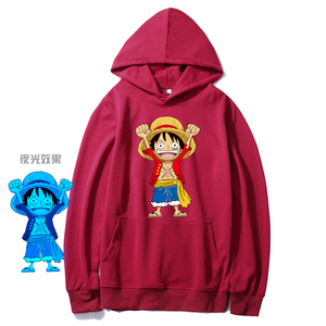 W22*连帽卫衣男潮流ins秋季海贼王卡通印花宽松外套青少年上衣图片