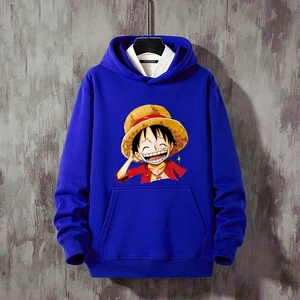 1009*日系加绒卫衣男秋季宽松海贼王连帽外套ins潮流秋冬衣服