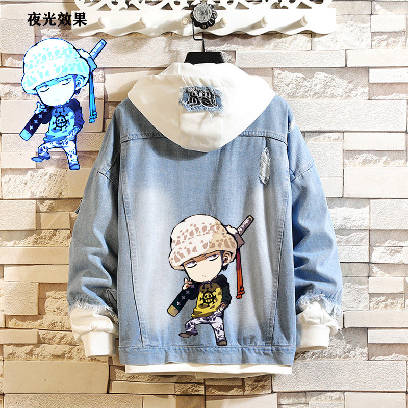 J04P60春秋牛仔外套男宽松夹克初中高中海贼王衣服大童褂子,男装夹克,星座414A（原B215）