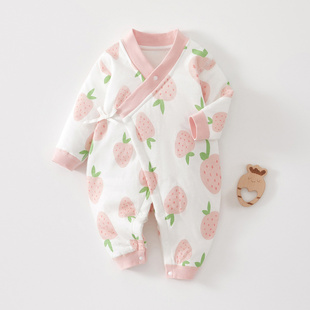 40克薄棉衣新生儿连体衣春秋冬夹棉婴儿哈衣刚出生宝宝和尚服纯棉