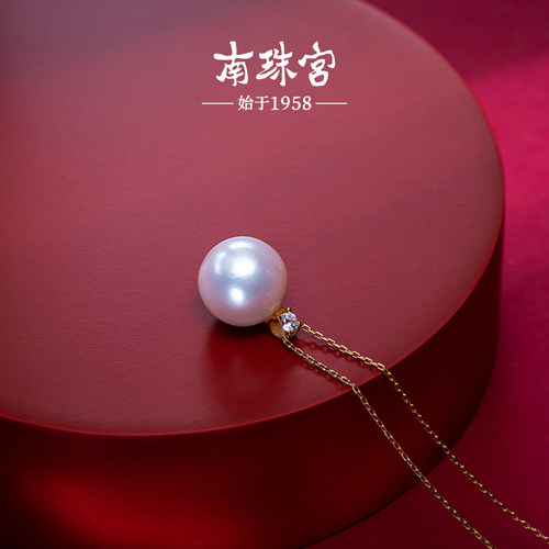 南珠宫新款S925银淡水珍珠吊坠时尚戴妃款百搭气质正品C-D016SD-J