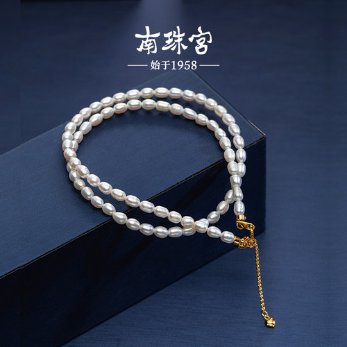 南珠宫S925银淡水珍珠项链小米珠锁骨链个性时尚百搭C-X063SD-J