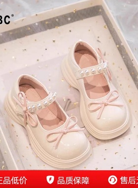 ABC女童鞋公主鞋2026春秋白色儿童小皮鞋女孩洛丽塔鞋玛丽珍单鞋