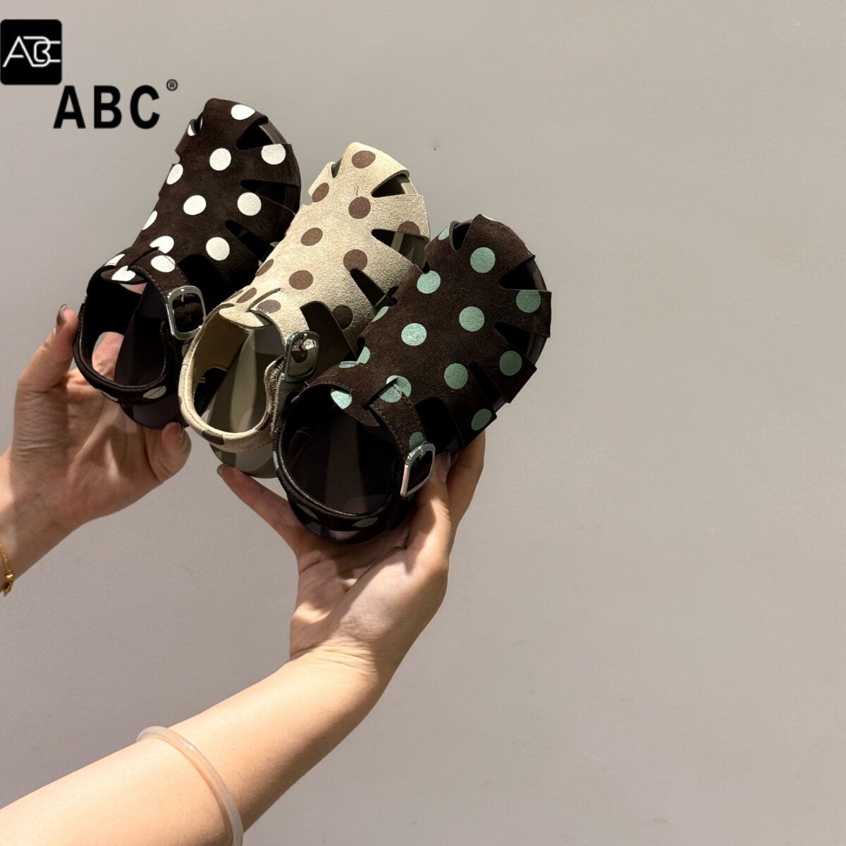 ABC女童勃肯包头波点凉鞋夏季图片