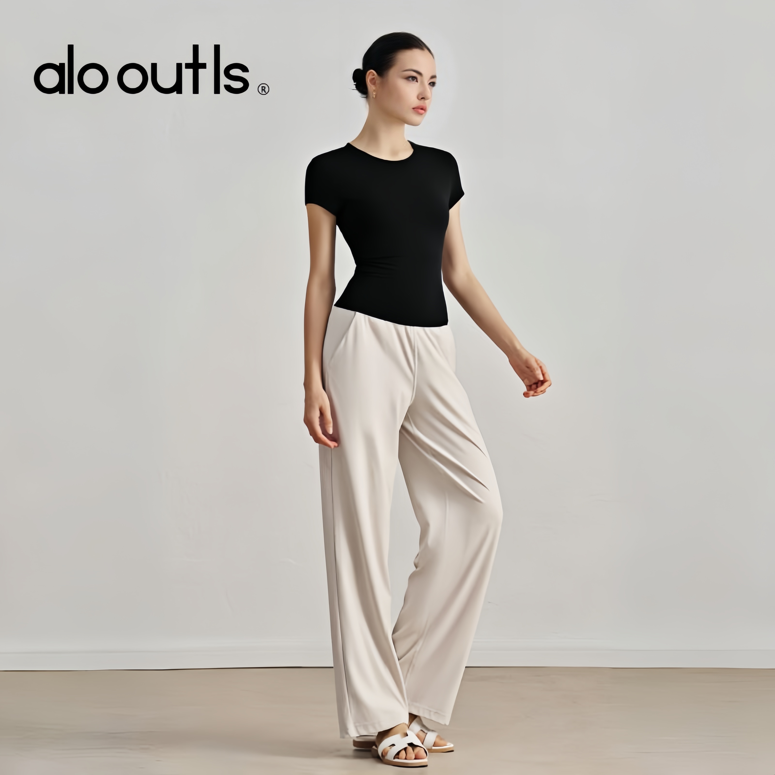 alo outls官方奥莱店裸感休闲运动短袖修身瑜伽T恤跑步训练上衣女