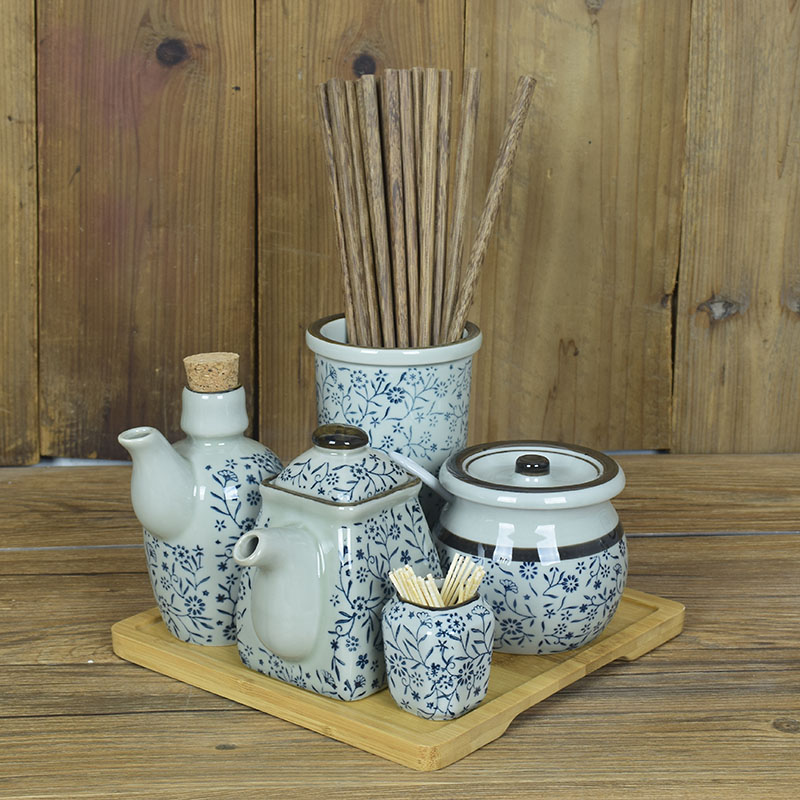 日式陶瓷牙签瓶酱油壶调料罐