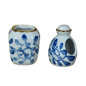 日式和风陶瓷牙签筒牙签罐 创意复古青花瓷餐厅面馆牙签盒牙签瓶