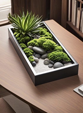 乌金石花盆假山吸水石盆天然石头盆上水石菖蒲盆景盆石托槽文竹盆