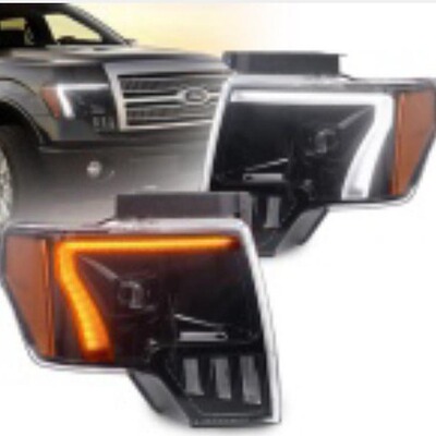 适用09-14年福特猛禽F150高亮LED大灯老款RAPTOR天使眼大灯行车灯