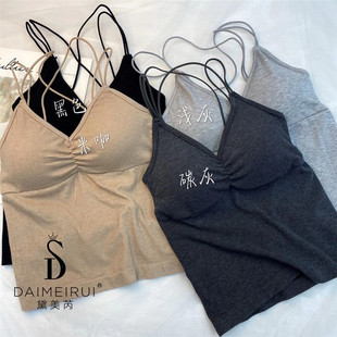 黛美芮妃子纪爱眸法式文胸背心一体式外穿抹胸小吊带上衣美背内衣