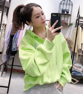 春季新款运动卫衣女AY8116时尚连帽爱心宽松外套小个子上衣跑步服