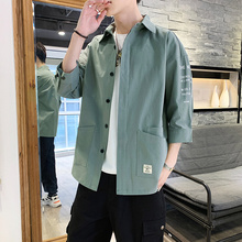 潮流帅气防嗮衬衫 外衣服潮牌 衬衣休闲工装 薄款 牛仔外套男夏季 韩版