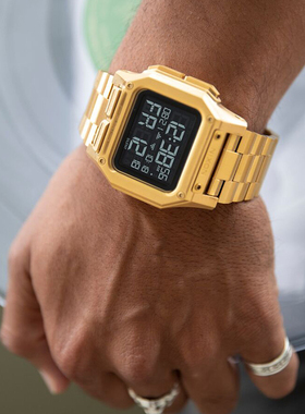 代购正品Nixon Regulus SS时尚方形金色数字显示潮流男手表A1268