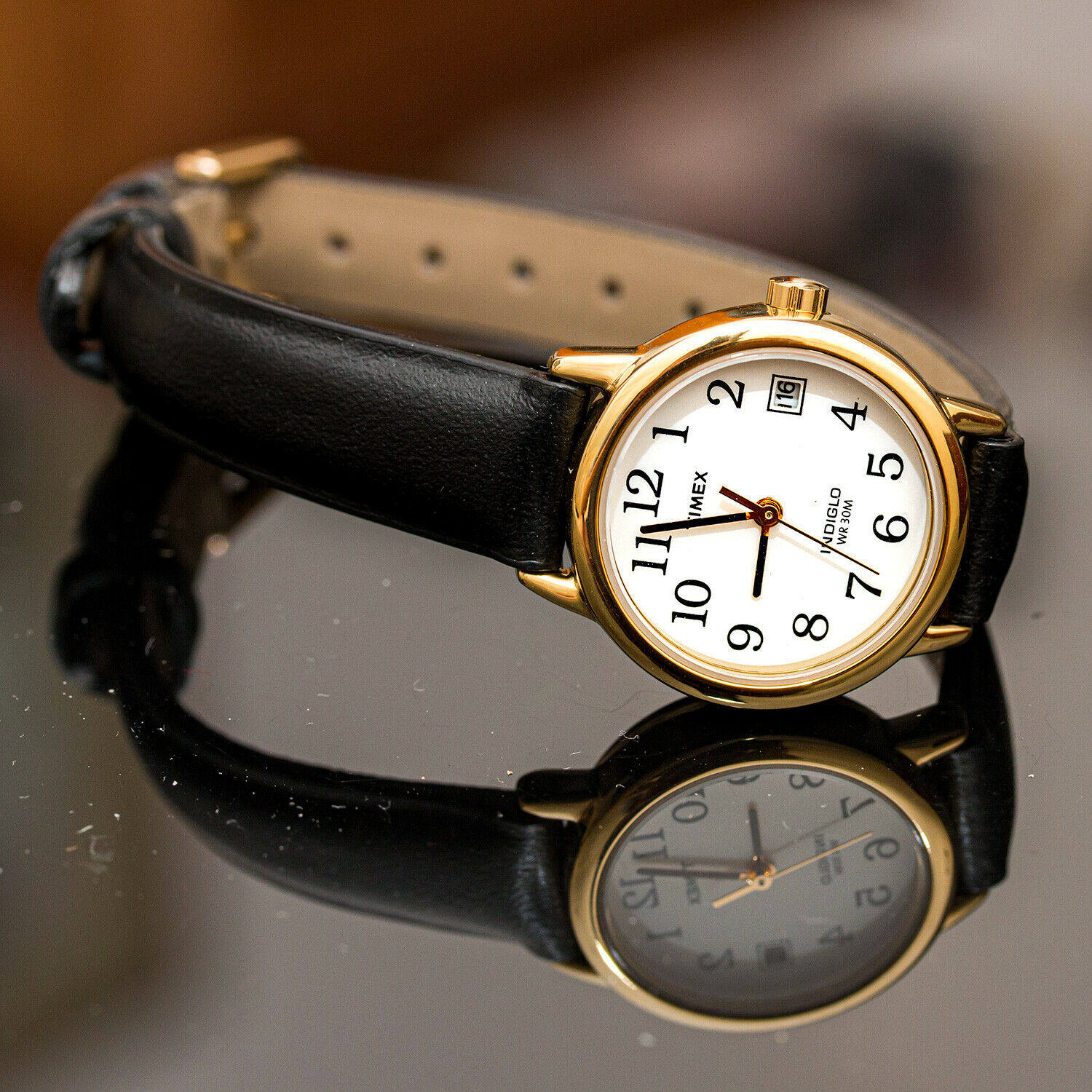 天美时手表 timex 时尚复古皮革简约夜光小表盘女士腕表 t2h341