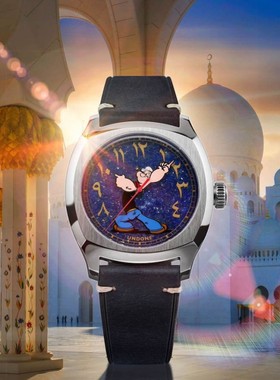 正品Undone POPEYE大力水手联名限量繁星表盘蓝宝石夜光男女手表