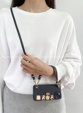 2025新款黑色立体掌门狗带挂绳手机壳适用vivox200/x100s斜挎背带y300pro全包s20s191817防摔iqoo13/neo10/z9