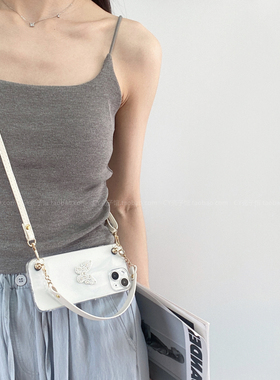 招财小富碟~钻钻珍珠蝴蝶透明手机壳适用华为mate70/60全包pura70软壳nova13/12pro斜挎背带挂绳畅享70防摔套