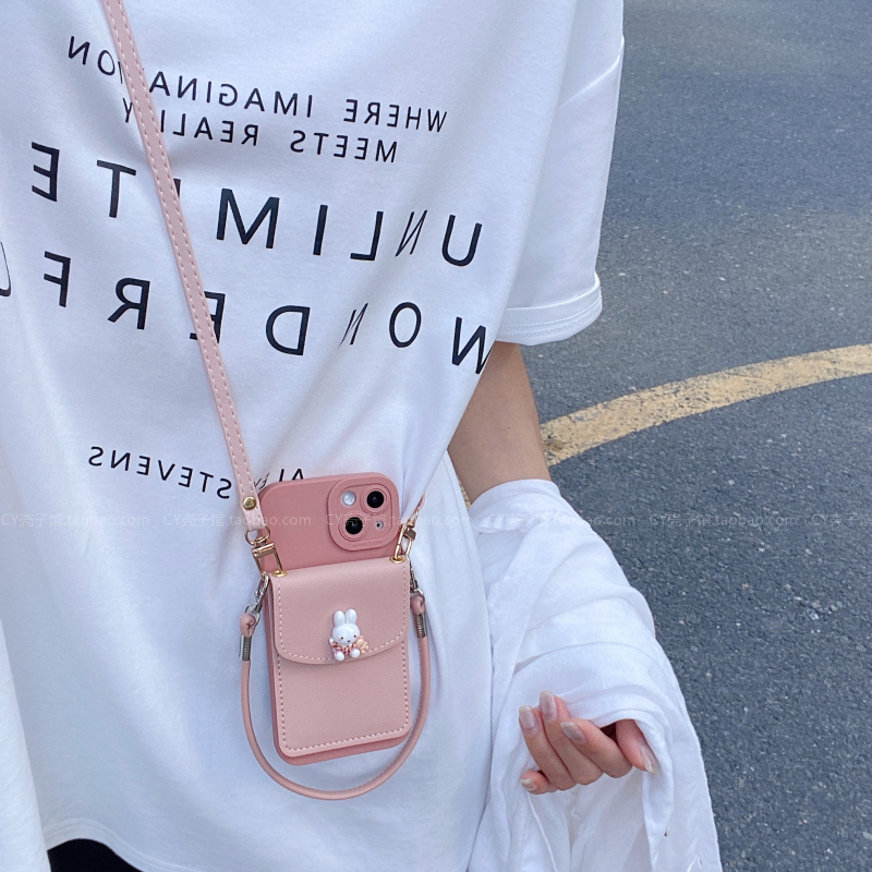 ins韩系少女心可爱米菲兔卡包适用小米17/15手机壳红米note15/14/13pro斜挎k90k80k70手提绳turbo4保护套civi