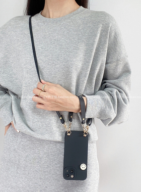 2024新款黑色立体笑脸手机壳带挂绳适用opporeno12/11/10/9斜挎findX7小众高级可爱A3pro防摔K12全包A97软A55