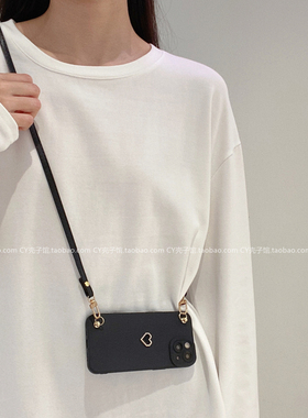 简约ins少女气质小爱心适用vivox200promini手机壳x100斜挎背带s19s18s17pro防摔保护套iqoo13/12/neo9全包边