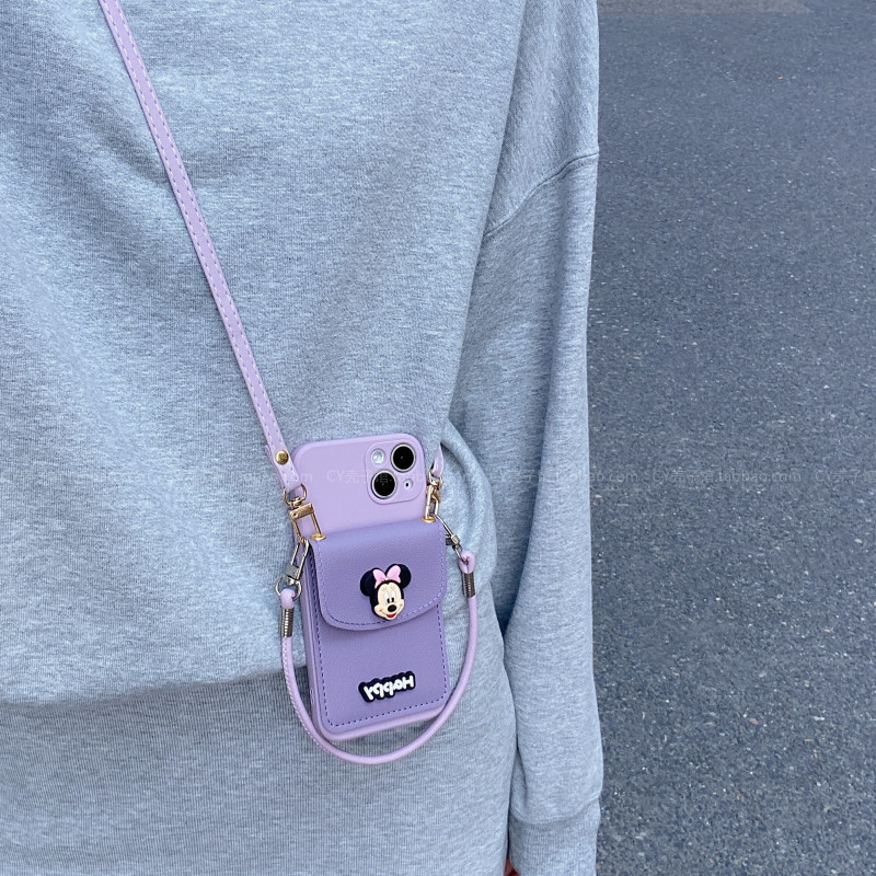 ins风温柔紫色可爱米妮卡包手机壳适用荣耀400/300/200保护套magic7/6/5斜挎手提绳x50x60x70i新款超好看软壳