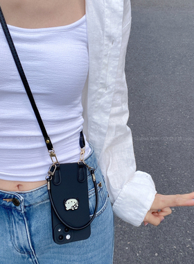 甜酷kitty~黑色高级日韩ins风凯蒂猫适用vivox200s/x100s/x90手机壳s20软壳s198765斜挎手提绳iqoo13简约全包