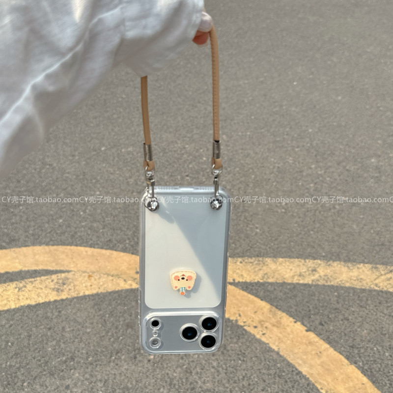 夏天ins风简约可爱小狗适用iPhone17ProMax手机壳苹果16promax透明软壳15pro腕带挂绳14新款13手提防摔保护套