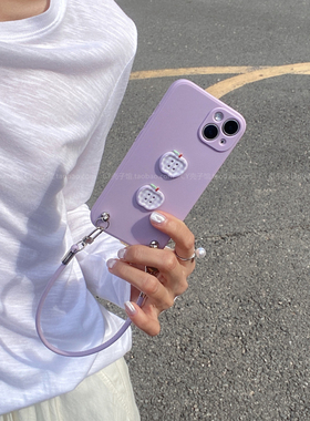 春天的颜色~韩国ins风温柔紫色纽扣适用vivox200x100x90手机壳腕带挂绳s20新款s19876小众简约小清新iqoo13软