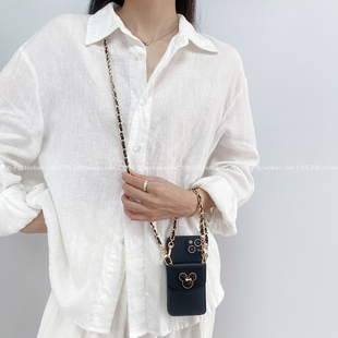 轻奢金属米奇黑色卡包适用荣耀100pro手机壳90GT/80斜挎链条7650软硅胶magic6高级感x60ix50全包畅玩50plus女