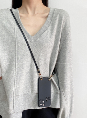 韩风ins小众简约波点蝴蝶结黑色手机壳适用vivox200promini新款x100x90斜挎s20挂绳s19s1817全包边防摔保护套