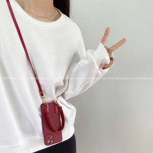 50手机壳pura70背带p5040全包防摔软壳nova13 11高级感畅享70pro 简约酒红色手拎斜挎绳适用华为mate70