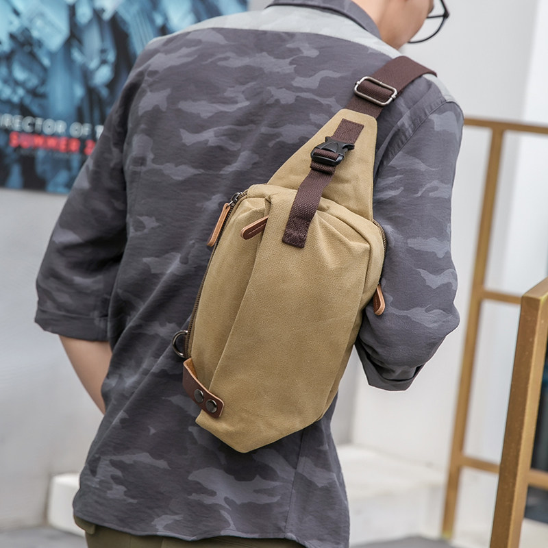 斜挎包男ins潮小包潮牌单肩包帆布休闲运动背包日系胸包男士包包
