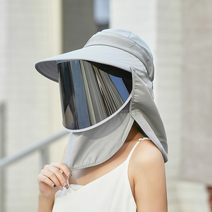 透气大帽檐遮阳帽女夏骑车多方位防晒防紫外线遮脸面罩护颈太阳帽