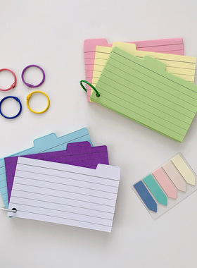 美式索引便签带环记忆单词本3×5英寸index cards卡片横线本子