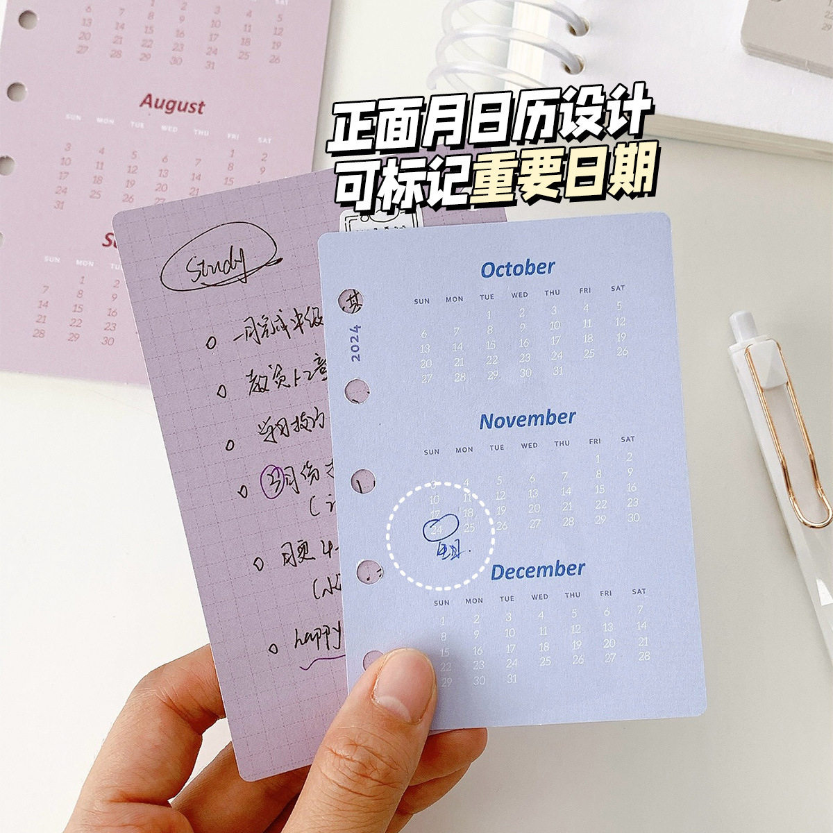 A7M5三月辑2024年2025日历年历a8活页纸替芯方格打卡基础功能内页