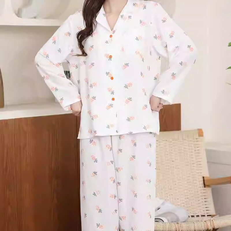 翻领女士长裤春夏超薄睡衣